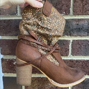 Not‎ Rated Brown Embellished Heeled Ankle Boots